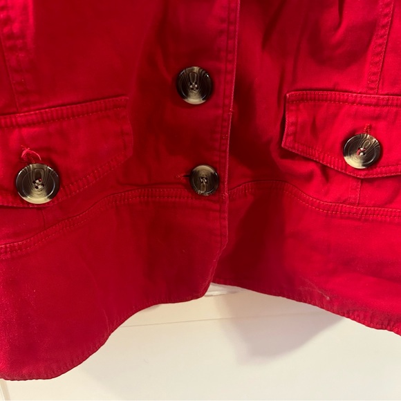 CLASSIC BLUES RED DENIM SHACKET BUTTON POCKETS 2X vintage - Picture 3 of 8